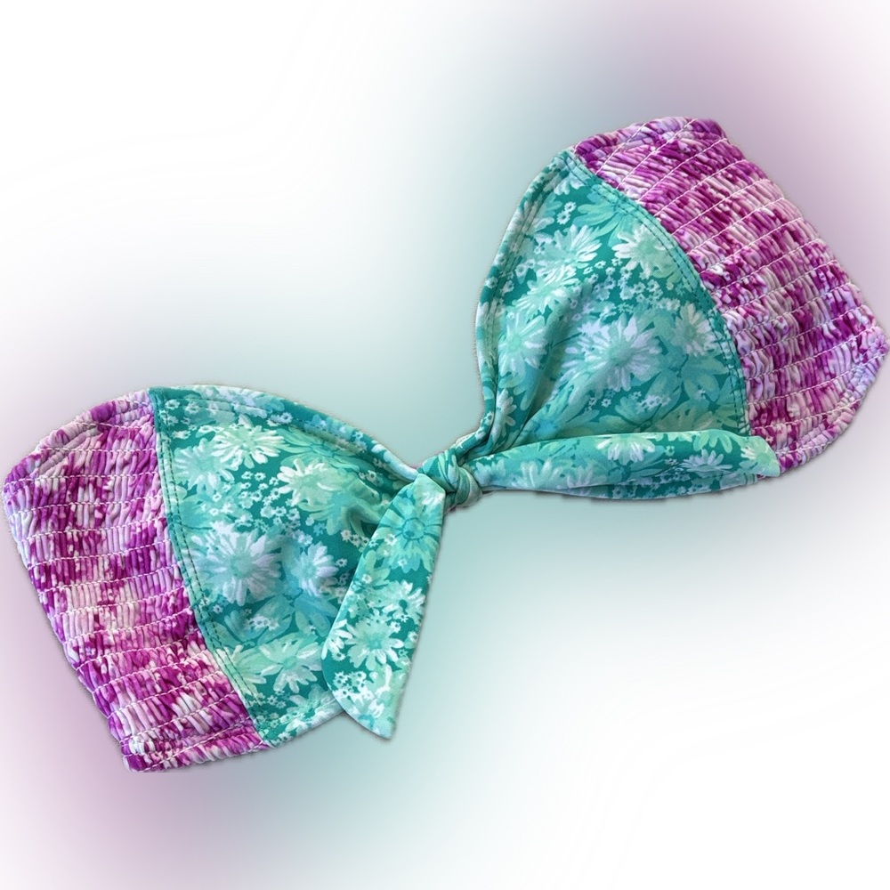 BP | aqua Dawn Daisy strapless Floral Bandeau Bikini Top